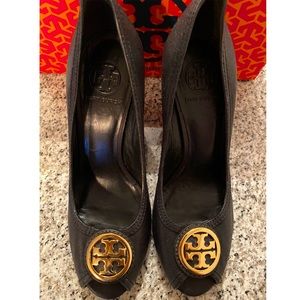 Tory Burch Selma peep toe wedges